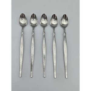 Eldan PEERESS 5  Iced Tea Spoons Stainless Textured Handle VTG Japan 7 5/8"‎